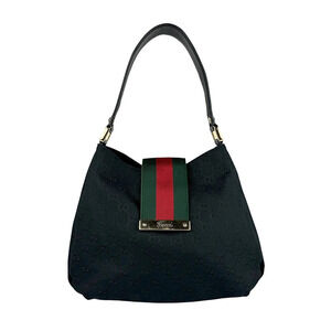 Gucci Black GG Canvas Web Hobo bag